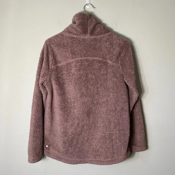 Zella Women's XS Furry Fleece Funnel Neck Teddy Mock Neck Pullover Purple Moon - Picture 4 of 16